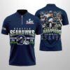 Seahawks 2025 Bowl LX Champions Zip Polo Shirt