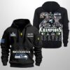 Seahawks 2X SBowl Champions 2026 Quarter Zip Hoodie 7