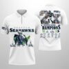 Seahawks 2X SBowl Champions 2026 Zip Polo Shirt 2