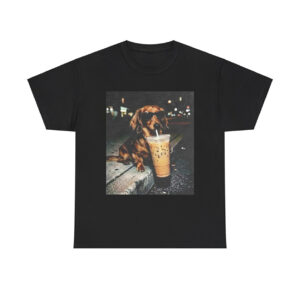 Funny Dachshund Drinking Iced Coffee T-shirt