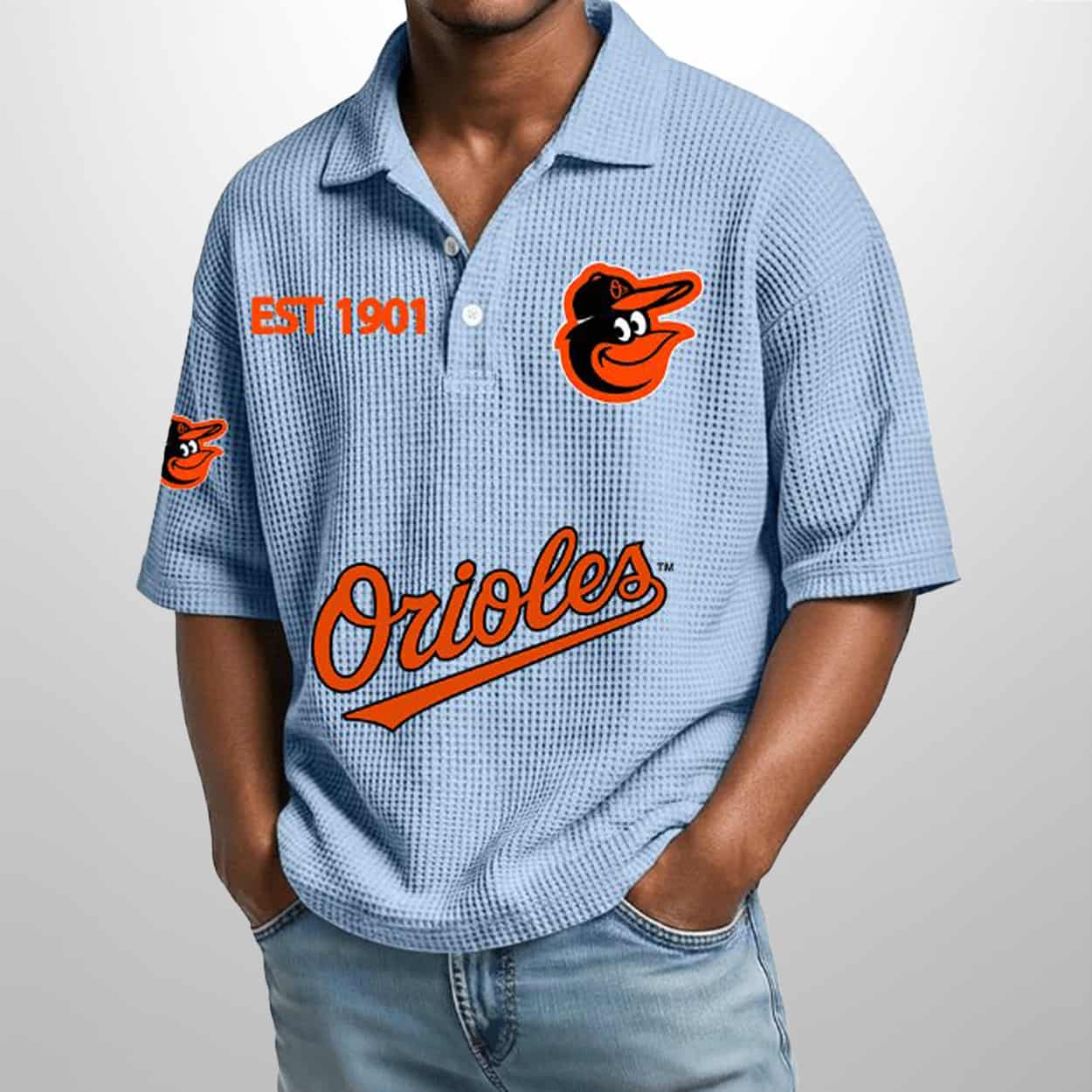 Orioles Est 1901 Waffle Polo Shirt 4 Orioles Est 1901 Waffle Polo Shirt 4