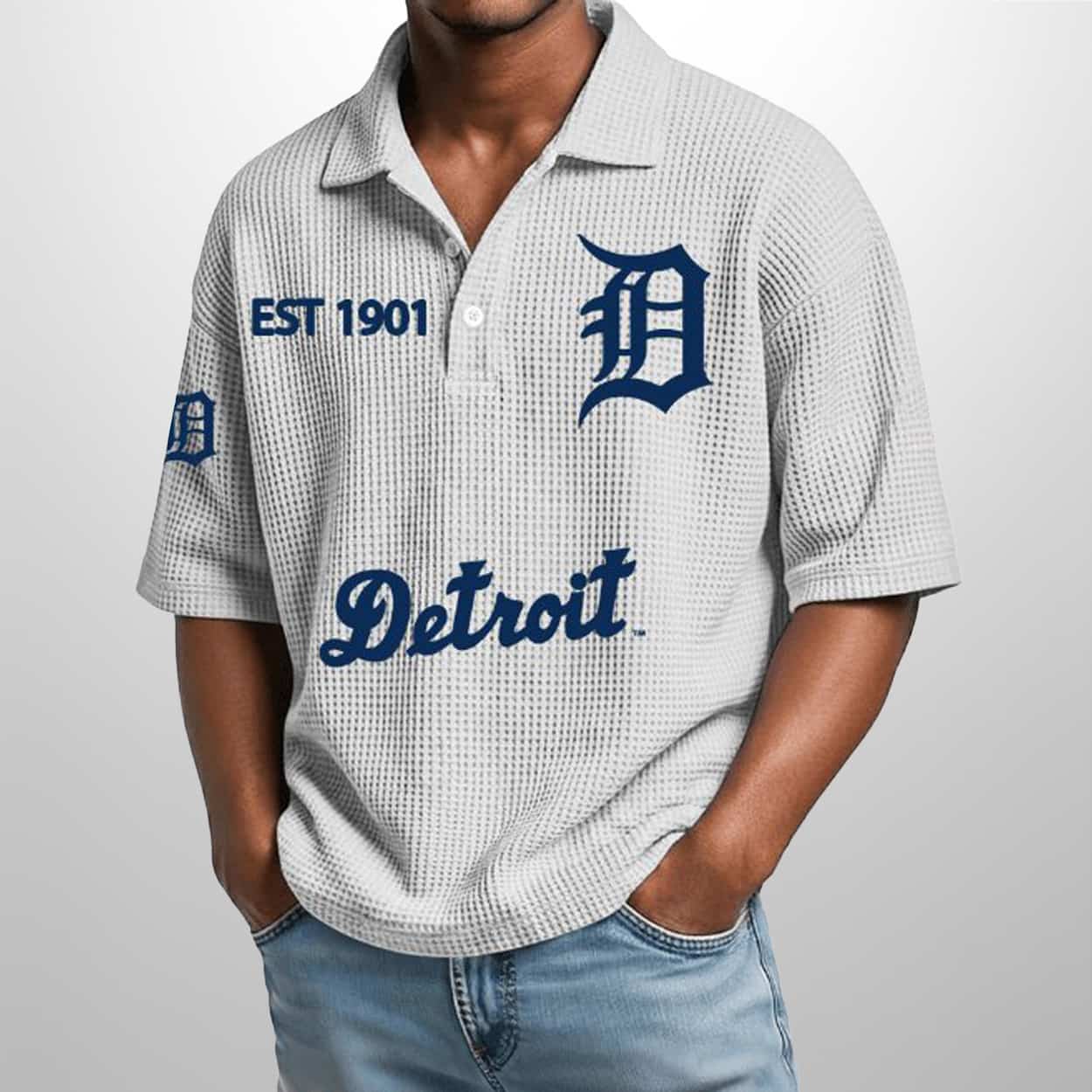 Tigers Est 1901 Waffle Polo Shirt 2 Tigers Est 1901 Waffle Polo Shirt 2