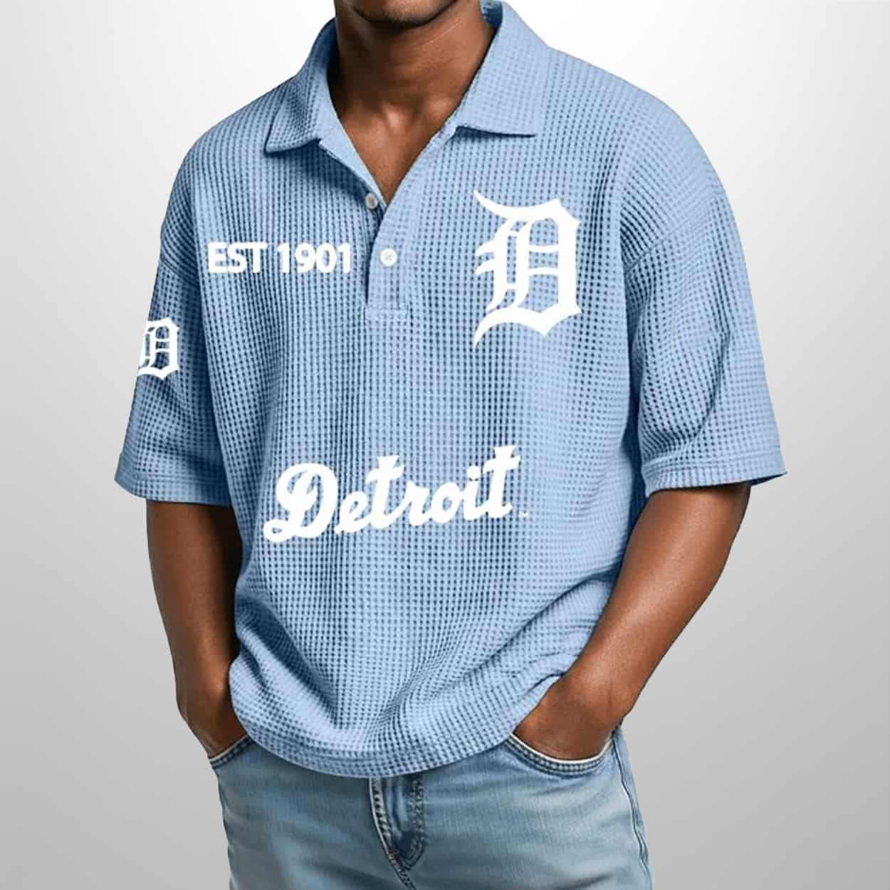 Tigers Est 1901 Waffle Polo Shirt 4 Tigers Est 1901 Waffle Polo Shirt 4