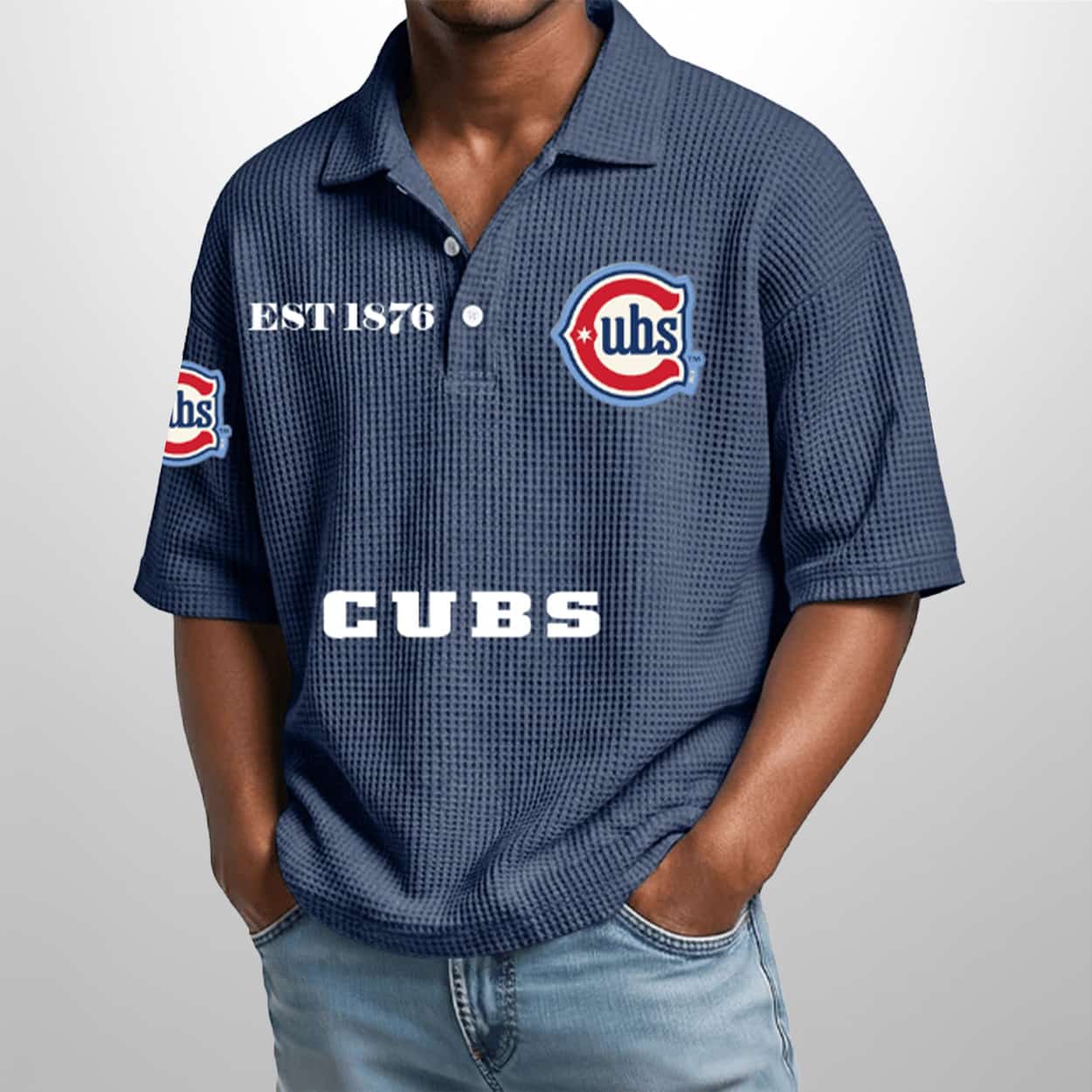 Cubs City Connect Est 1876 Waffle Polo Shirt 3 Cubs City Connect Est 1876 Waffle Polo Shirt 3