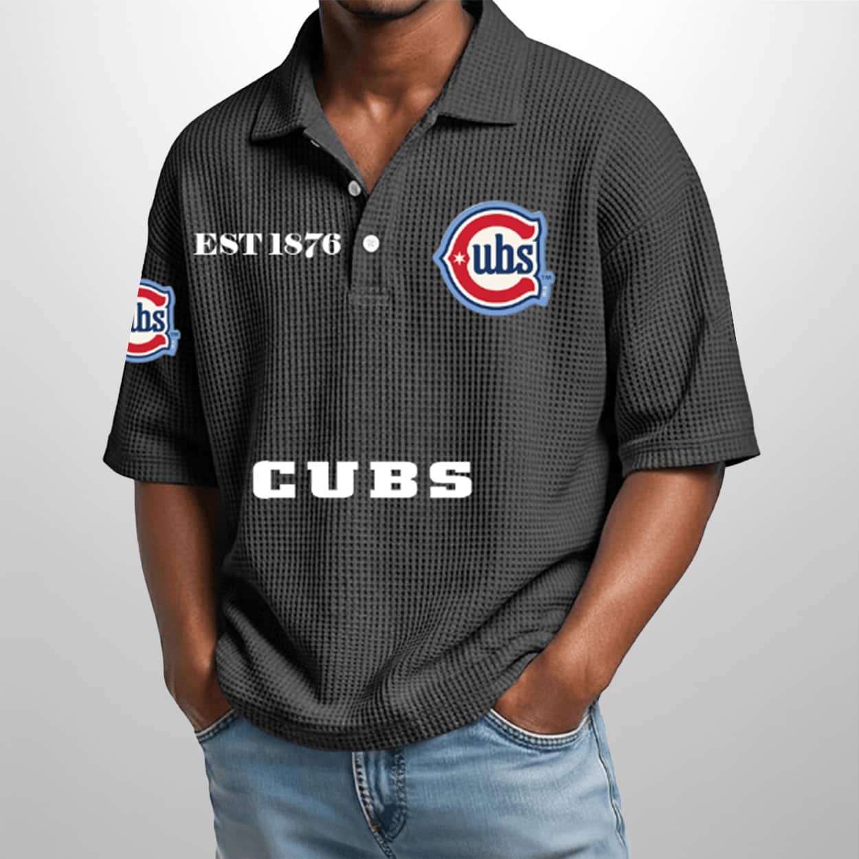 Cubs City Connect Est 1876 Waffle Polo Shirt 4 Cubs City Connect Est 1876 Waffle Polo Shirt 4