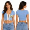 Argentina World Cup 2026 Lace Up Soccer Crop Top (2)