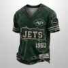 Jets Est 1946 All Over Print Distressed Ripped Shirt 1