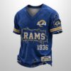 Rams Est 1946 All Over Print Distressed Ripped Shirt 1