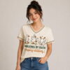 Womens Walking by Faith Tripping Constantly Goose Print Christian Inspirational V Neck Tee2