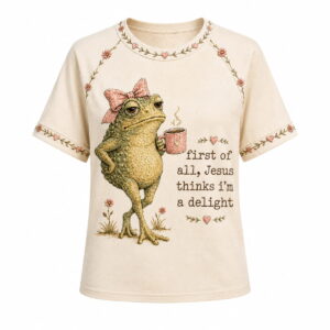 Faith Frogs First Of All Jesus Thinks Im A Delight Printed Casual T Shirt
