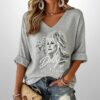 Rest In Peace Dolly Parton Casual Print Short Sleeve Waffle T Shirt (4)